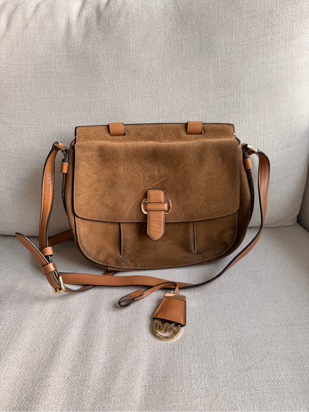Michael Kors Tan Suede and Leather Crossbody Bag